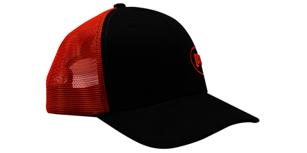 Black/Neon Red Mesh Trucker Hat